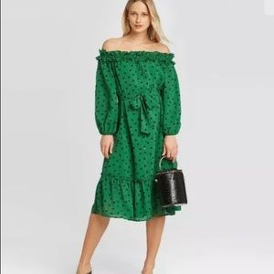 NWT! Who What Wear Green Polka Dot Dress! XXL